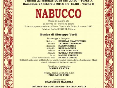 NABUCCO – Teatro Coccia di Novara 23 e 25 febbraio 2018